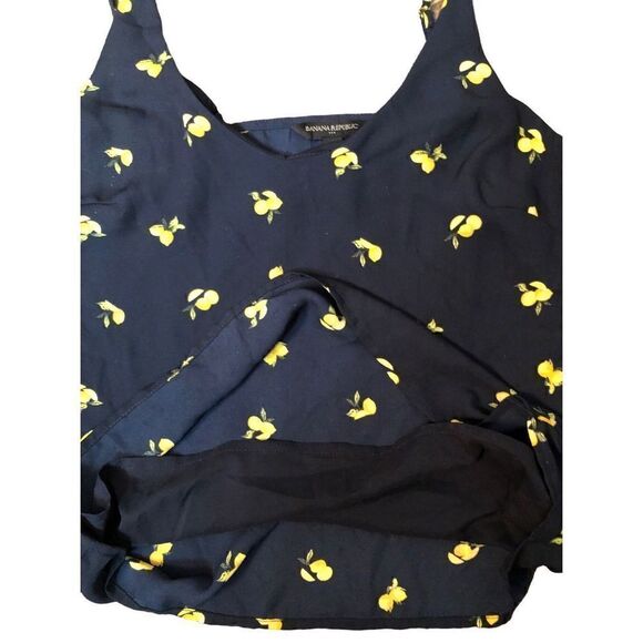 Banana Republic navy blue lemon novelty print dress camisole adjustable spaghett - Picture 7 of 10